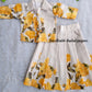 (CTS003) Girls Cotton Yellow &  Half White Skirt and Top Set