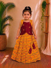 (CTS004) Orange with Reddish Brown Skirt And Top