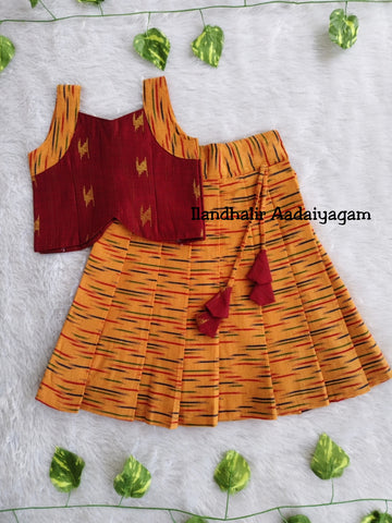 (CTS004) Orange with Reddish Brown Skirt And Top