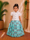 (CTS008)Adorable sky blue elephant print set with a Hakoba top.
