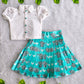 (CTS008)Adorable sky blue elephant print set with a Hakoba top.