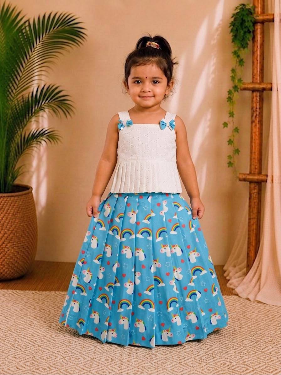(CTS009) Charming sky blue unicorn and rainbow print set