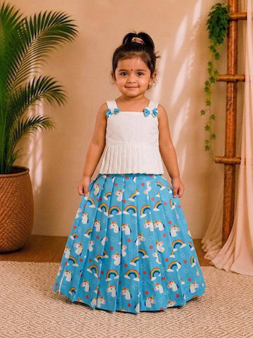 (CTS009) Charming sky blue unicorn and rainbow print set