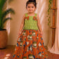 (CTS011)Traditional lotus and Pichwai-inspired orange and green Lehenga set.