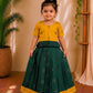 (CTS012)Classic mustard yellow and bottle green ikkat print set.