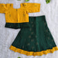 (CTS012)Classic mustard yellow and bottle green ikkat print set.