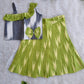 (CTS013)Stylish olive green and grey ikkat set