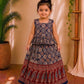 (CTS014)Traditional navy blue and maroon Ajrakh print lehenga set.