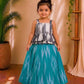 (CTS015)Vibrant teal green and slate grey ikkat set
