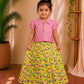 (CTS016) Playful pink and yellow tropical fruit print Lehenga set