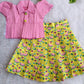 (CTS016) Playful pink and yellow tropical fruit print Lehenga set