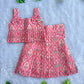 (CTS020)Charming Dusty Pink Floral Peplum and Skirt Set