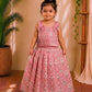 (CTS020)Charming Dusty Pink Floral Peplum and Skirt Set