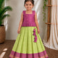 (CTS025) Purple and Green Brocade Pleated Peplum Top with Matching Skirt Co-ord Set