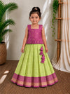 (CTS025) Purple and Green Brocade Pleated Peplum Top with Matching Skirt Co-ord Set