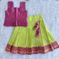 (CTS025) Purple and Green Brocade Pleated Peplum Top with Matching Skirt Co-ord Set
