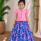 (CTS030) Charming Pink and Blue Rainbow Print Two-Piece Ethnic Set for Girls