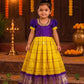 (EF001) Traditional Purple & Bright Yellow Kids Pattu Frock