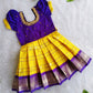 (EF001) Traditional Purple & Bright Yellow Kids Pattu Frock