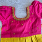 (EF002) Magenta and Yellow Embroidered Puff-Sleeved Frock Set