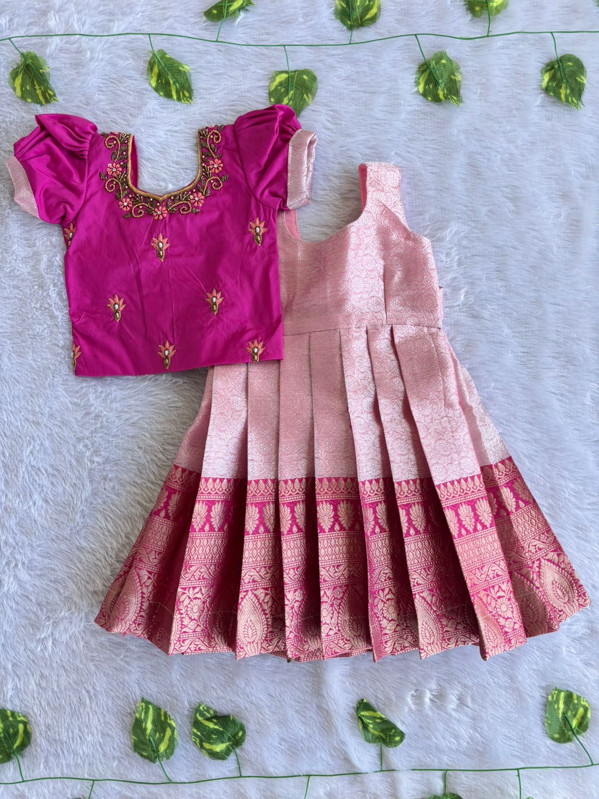 (EFC002)Graceful Festive Silk Frock & Blouse Set