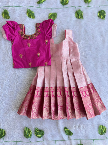 (EFC002)Graceful Festive Silk Frock & Blouse Set