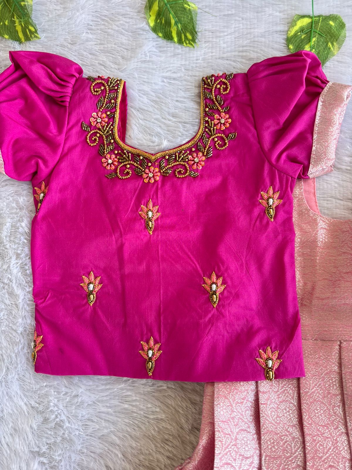 (EFC002)Graceful Festive Silk Frock & Blouse Set