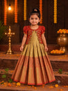 (EFC003) Radiant Traditional Ethnic Frock with Coat for Girls