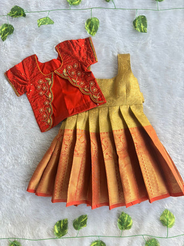 (EFC003) Radiant Traditional Ethnic Frock with Coat for Girls