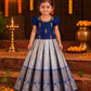 (EFC004) Elegant Royal Blue & Silver Brocade Girl's Pattu Pavadai Set