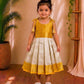 (ETF001)Bright Yellow & Off-White Traditional Zari Weaves Frock