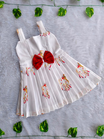 (ETF005) Girls Premium White Pichwai  Frock