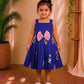 (ETF006) Girls Navy Blue Ethnic Frock Dress with Floral Print