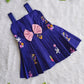 (ETF006) Girls Navy Blue Ethnic Frock Dress with Floral Print