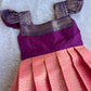 (ETF008)Elegant peach and purple Semi silk-style flared festive dress.