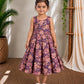 (ETF009) Elegant Purple Floral Pleated Frock