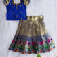 (ETS001) Royal Blue and Antique Gold Girls Traditional Pattu Pavadai Set