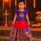 (ETS002)  Traditional Purplish Blue & Red Kids Pattu Pavadai