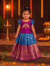 (ETS003) Traditional Magenta & Royal Blue Kids Pattu Pavadai