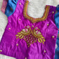 (ETS003) Traditional Magenta & Royal Blue Kids Pattu Pavadai