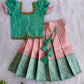(ETS005) Traditional Greenish Blue & Light Pink Kids Pattu Pavadai