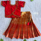 (ETS006) Vibrant Red & Gold Traditional Kids Pattu Pavadai Set