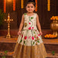(ETS008) Elegant Lotus Print Kids Ethnic Pattu Pavadai Set