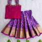 (ETS009) Royal Magenta and Purple Silk Pattu Pavadai