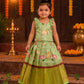 (ETS010) Charming Green Pichwai & Lotus Pattu Pavadai