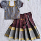 (ETS011) Elegant Grey and Maroon Traditional Pattu Pavadai Set