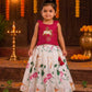 (ETS012) Vibrant Magenta and White Pichwai-Inspired Top and Skirt Set