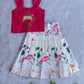 (ETS012) Vibrant Magenta and White Pichwai-Inspired Top and Skirt Set