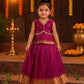 (ETS013) Radiant Magenta Pleated Ethnic Top and Skirt Set