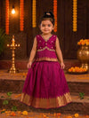 (ETS013) Radiant Magenta Pleated Ethnic Top and Skirt Set